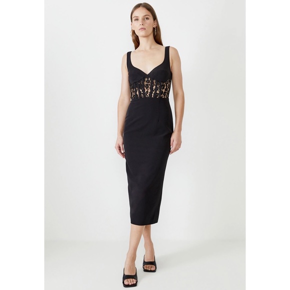 BARDOT CORSET LACE PANEL DRESS IN BLACK US 10 - Picture 5 of 16